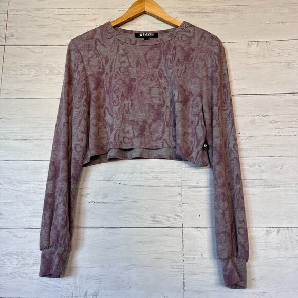 Eleven Tops - EleVen by Venus Williams Top Womens Size Small Purple and Gray Marbled Cropped